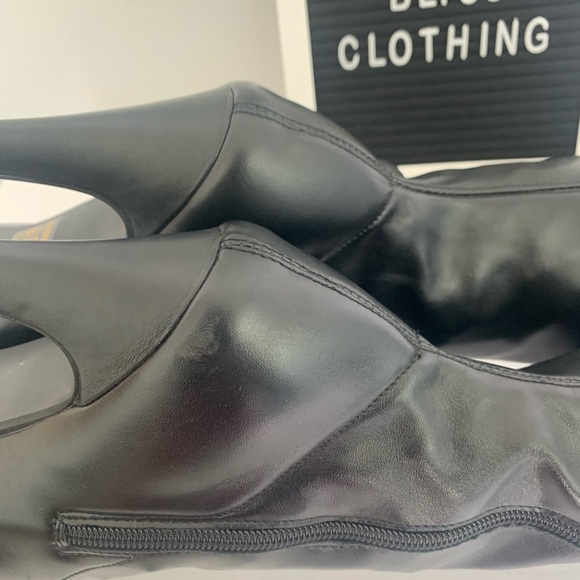 Black Faux Leather Thigh High Stiletto Boots Size 6 - Picture 11 of 14
